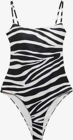 MANGO Bralette Swimsuit 'Safari' in Black: front