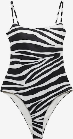 MANGO Bralette Swimsuit 'Safari' in Black: front