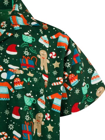 King Kameha Regular Fit Hemd 'Christmas Gingerbread'‌ in Grün