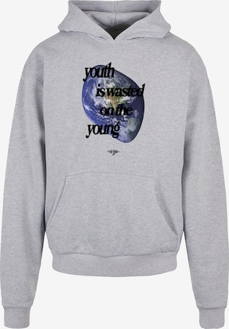 Lost Youth Sweatshirt 'World' in Grey: front