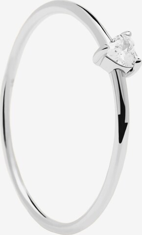 P D PAOLA Ring 'White Heart' in Silver: front
