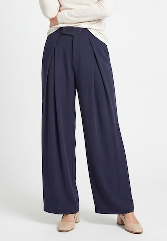 usha WHITE LABEL Wide leg Bandplooibroek in Blauw: voorkant