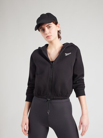 Reebok Αθλητική ζακέτα φούτερ 'HAVEN' σε μαύρο: μπροστά