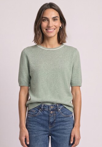 STREET ONE Kurzarm Pullover mit Kontrastdetail in Grün: Vorderseite