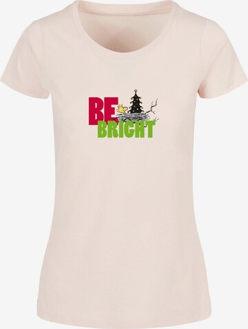Merchcode Shirt 'Peanuts Be Bright' in Roze: voorkant