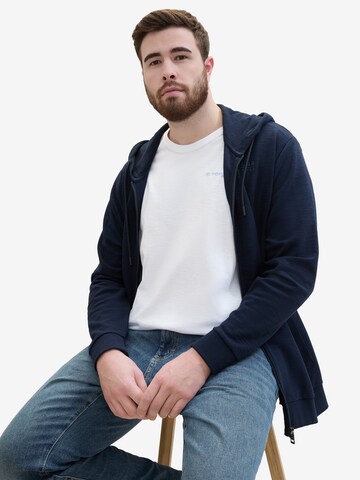 TOM TAILOR Men + Zip-Up Hoodie in Blue: front