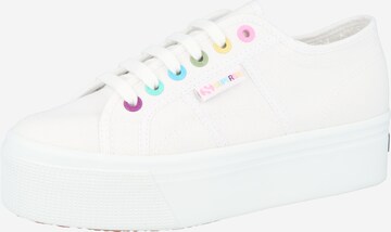 SUPERGA Platform trainers 'Rainbow' in White: front