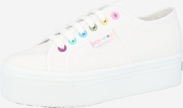 SUPERGA Platform trainers 'Rainbow' in White: front