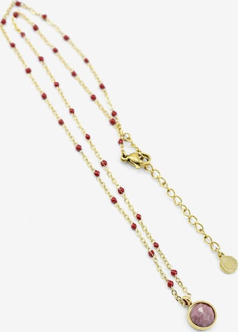 Sergio Engel Kette 'Beach Kette 01 Farbig akzentuierte Stahlkette mit Natursteinanhänger' in Pink: Vorderseite