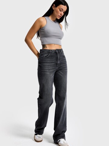 IT'S BASIC Regular Jeans 'STRAIGHT MID RISE JEANS' in Zwart