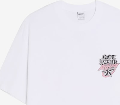 Bershka Paita värissä roosa / musta / valkoinen, Tuotenäkymä