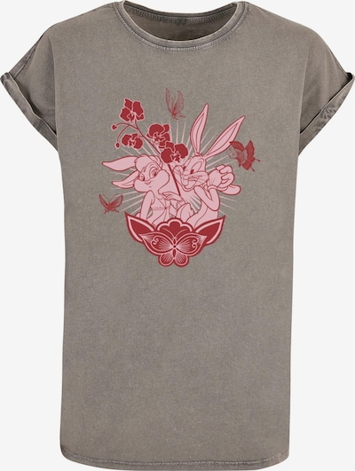 ABSOLUTE CULT Shirt 'Looney Tunes - Bunny' in de kleur Grijs / Lichtroze / Kersrood, Productweergave