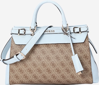 GUESS Handbag 'SESTRI' in Light blue / Brown / Chocolate / Gold, Item view