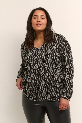 KAFFE CURVE Blouse 'Roya' in Zwart: voorkant