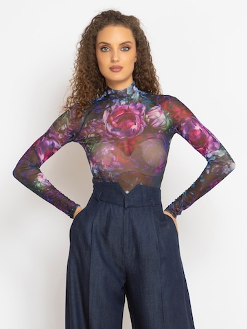 JIORO Blouse body 'PEONIES' in Gemengde kleuren