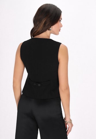 Gilet da completo di faina in nero