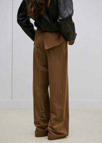 MANGO Wide leg Pleat-Front Pants 'Systeck' in Brown