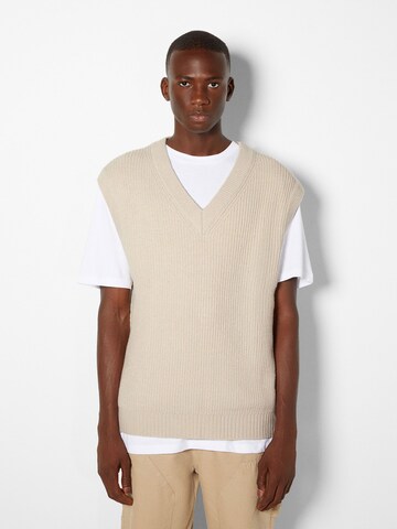 Bershka Sweater Vest in Beige: front