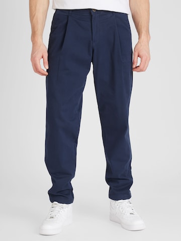 JACK & JONES Regular Pleat-Front Pants 'BILL BOWIE' in Blue: front