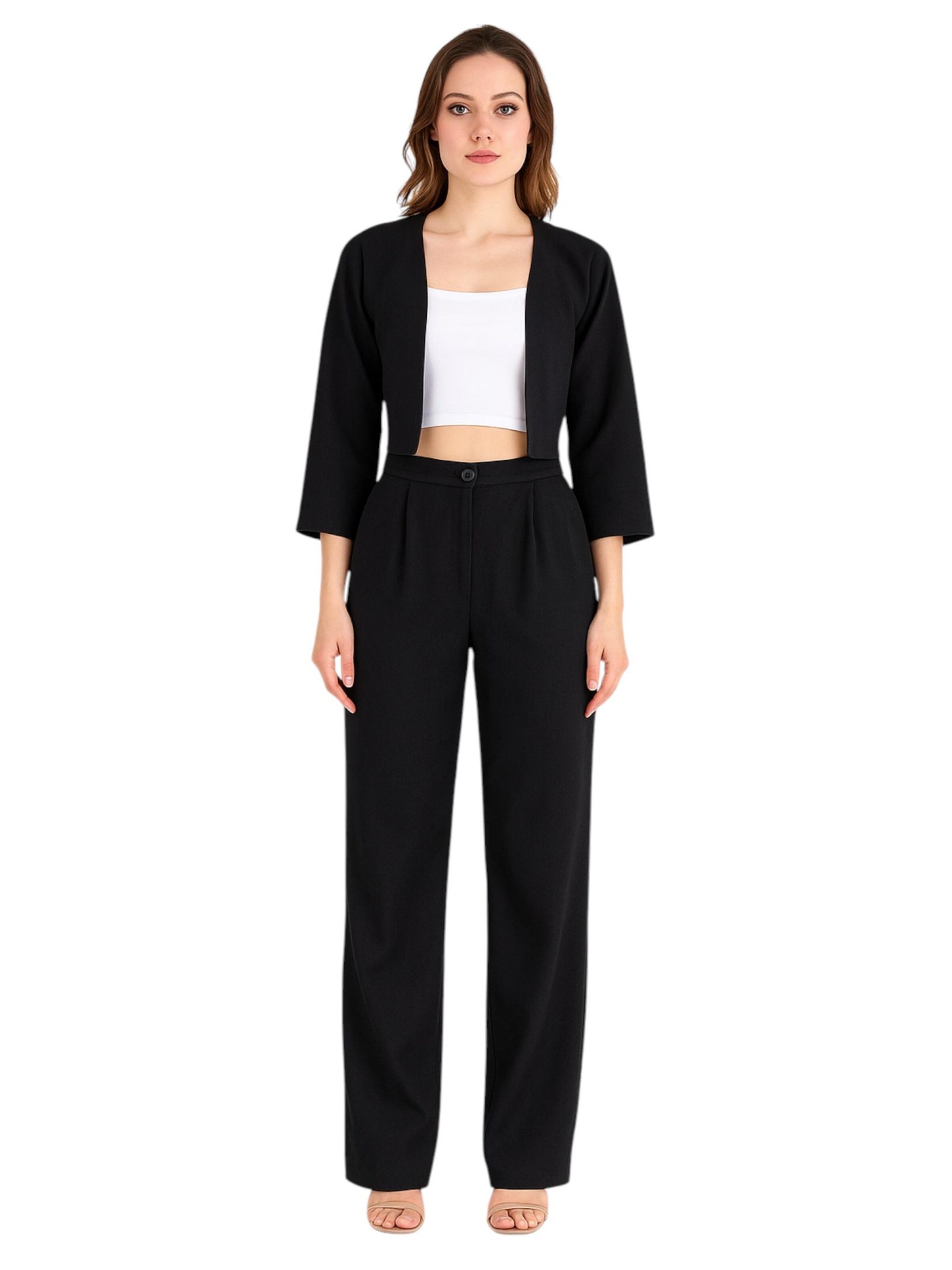 fashionshowcase Wide leg Broek 'LIRIN' in Zwart