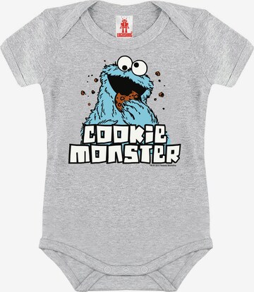 LOGOSHIRT Baby-Body 'Cookie Monster' in Grau: predná strana