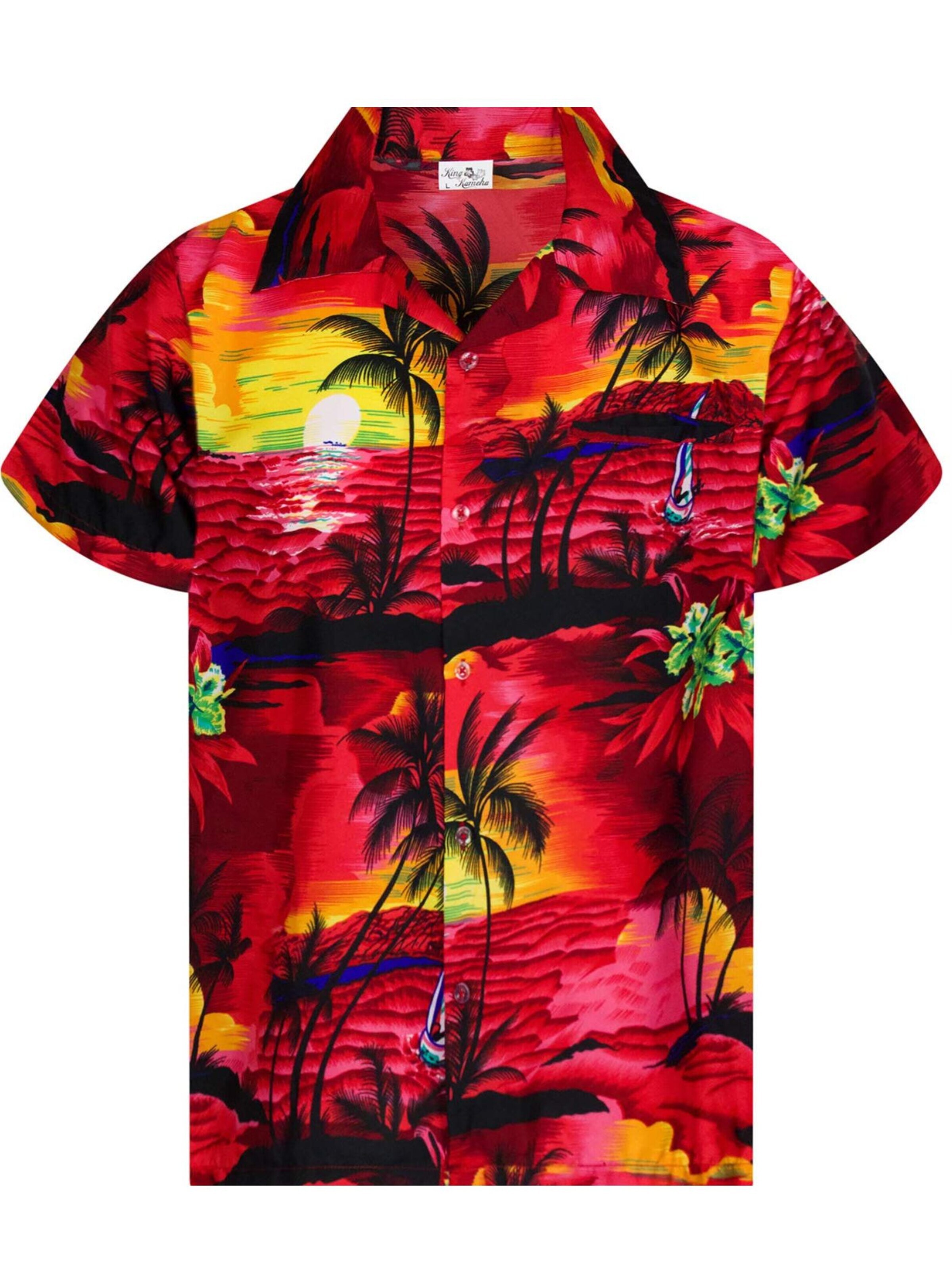 Regular fit Camicia 'Surf' di King Kameha in rosso: frontale