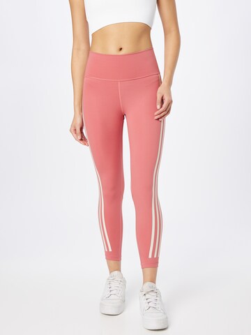 ADIDAS SPORTSWEAR Skinny Sportovní kalhoty 'Optime Train Icons' – pink: přední strana