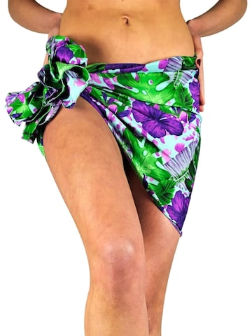 Écharpe 'Green Purple Flower' King Kameha en bleu : devant