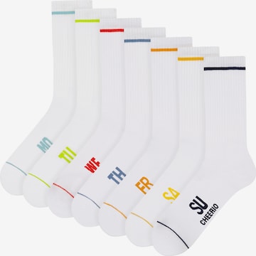 CHEERIO* Socks 'Days of my life' in White: front