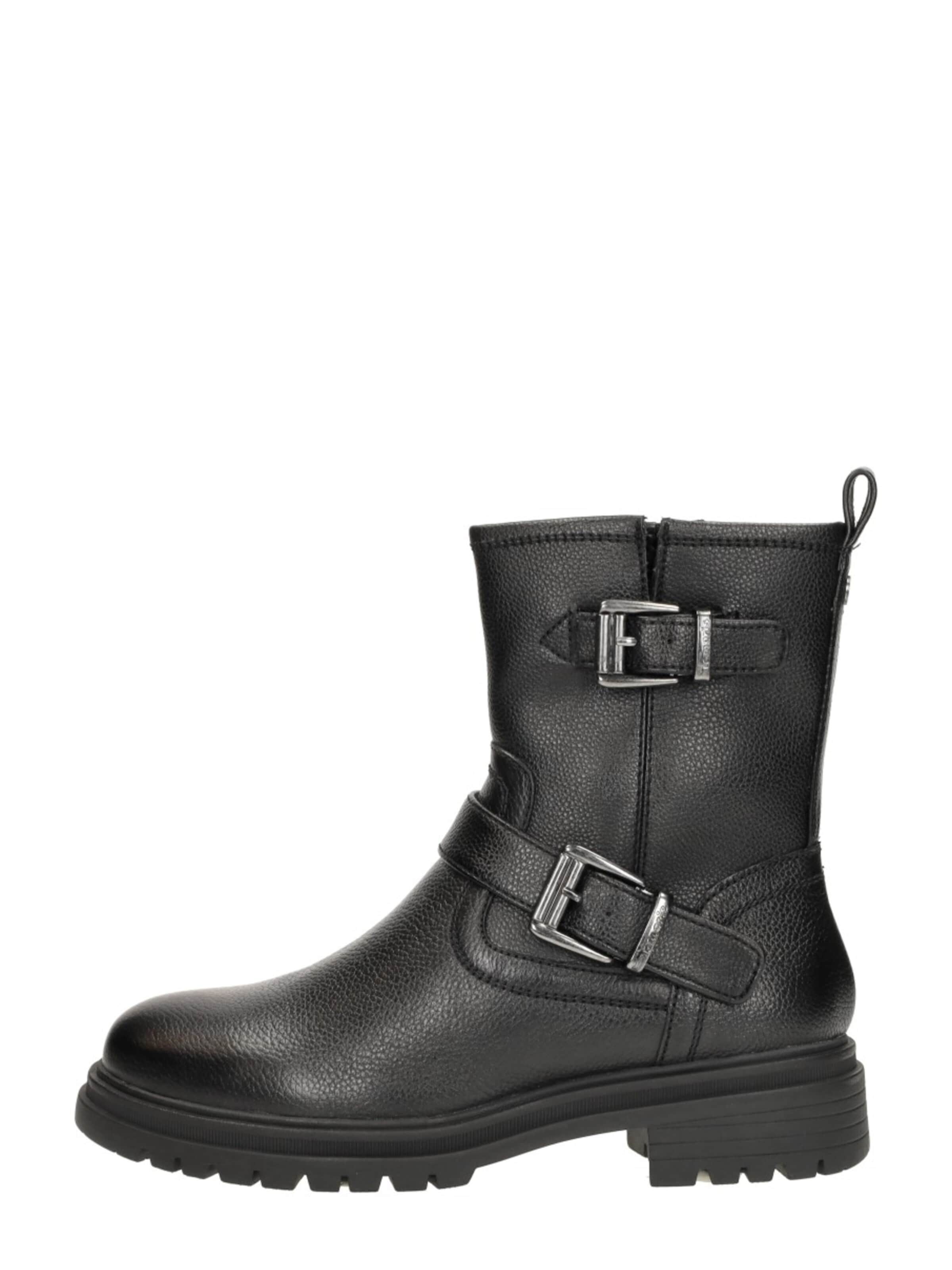Tamaris Boots 'Enkellaarsjes Plat' in Zwart: voorkant