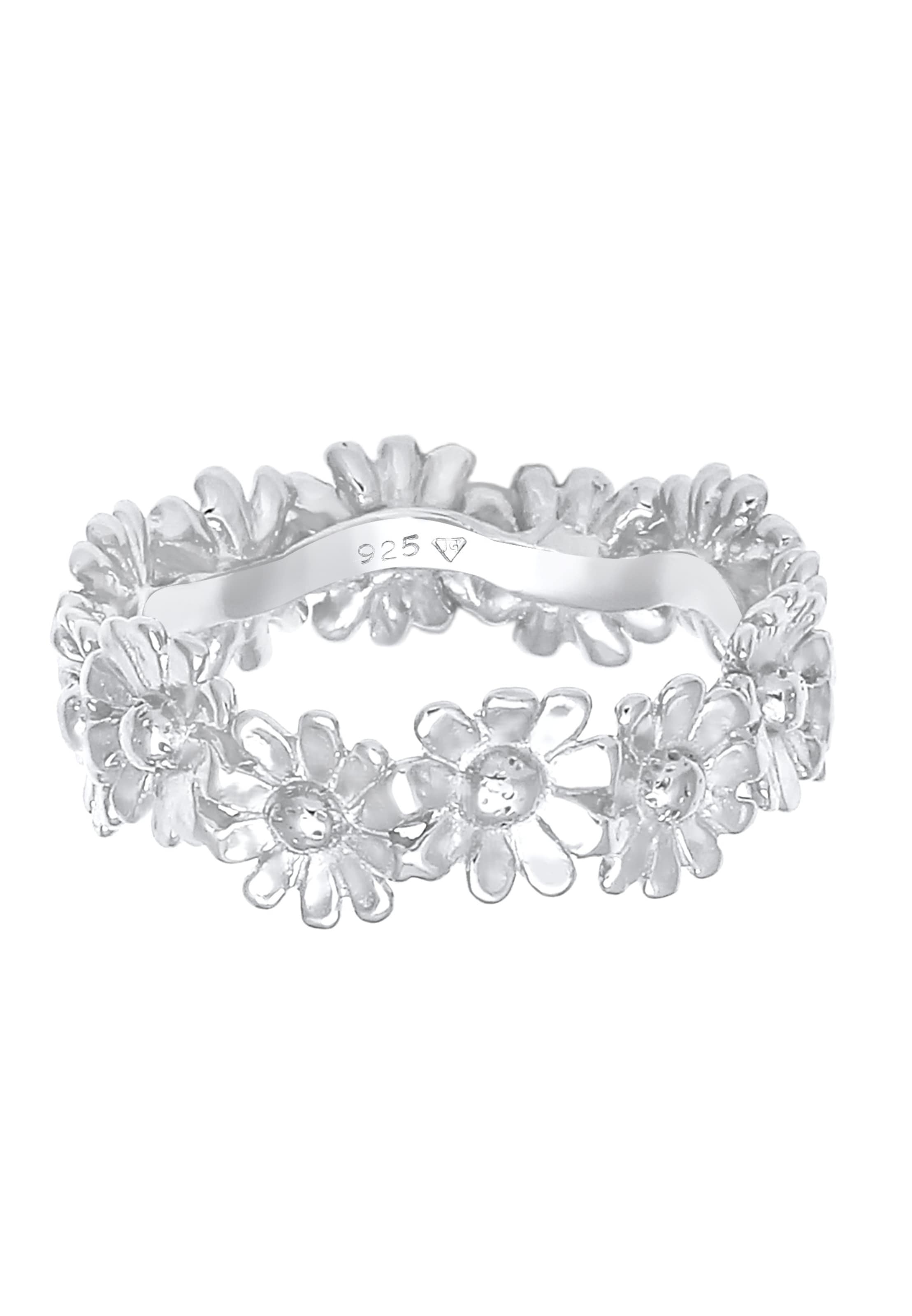 ELLI Ring 'Blume' in Silber: Vorderseite