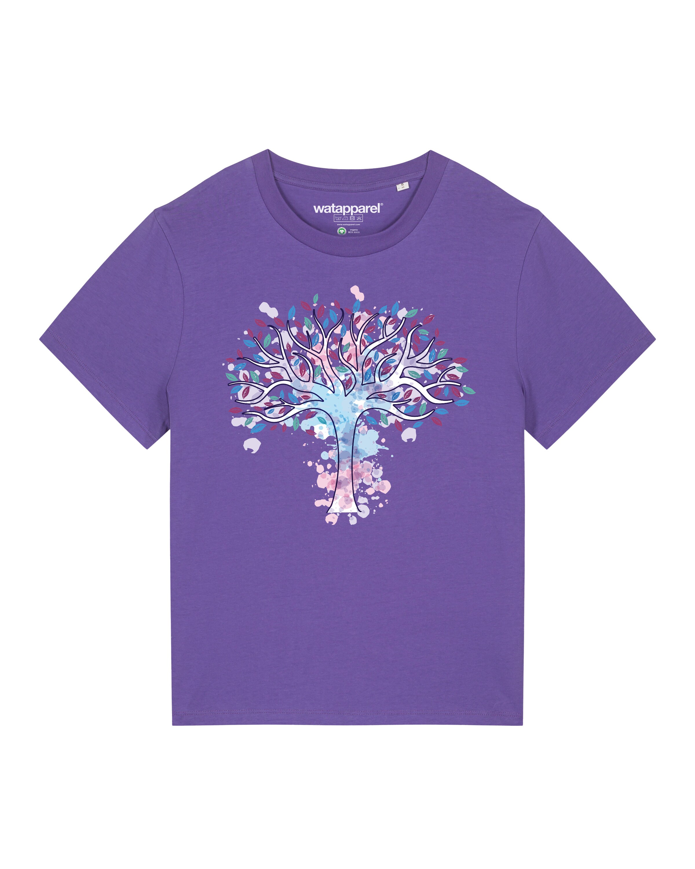 Watapparel Shirt ' Tree of life ' in Lila: voorkant