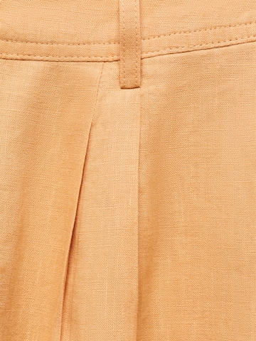 MANGO Wide leg Pleat-Front Pants 'Maneli' in Yellow