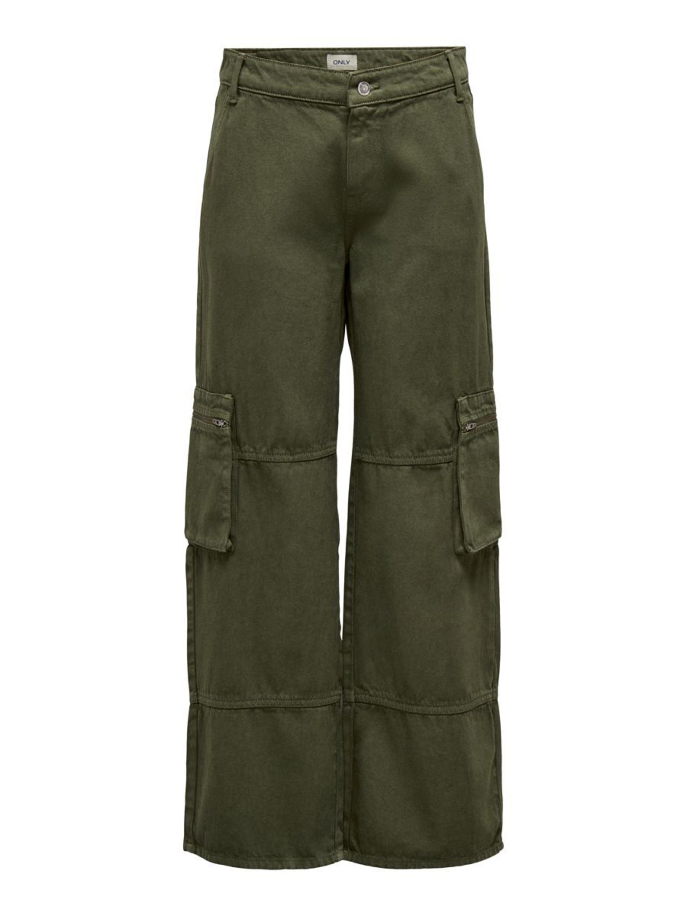 ONLY Wide leg Cargo trousers in Green: front