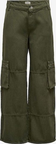 ONLY Wide leg Cargo Pants in Green: front