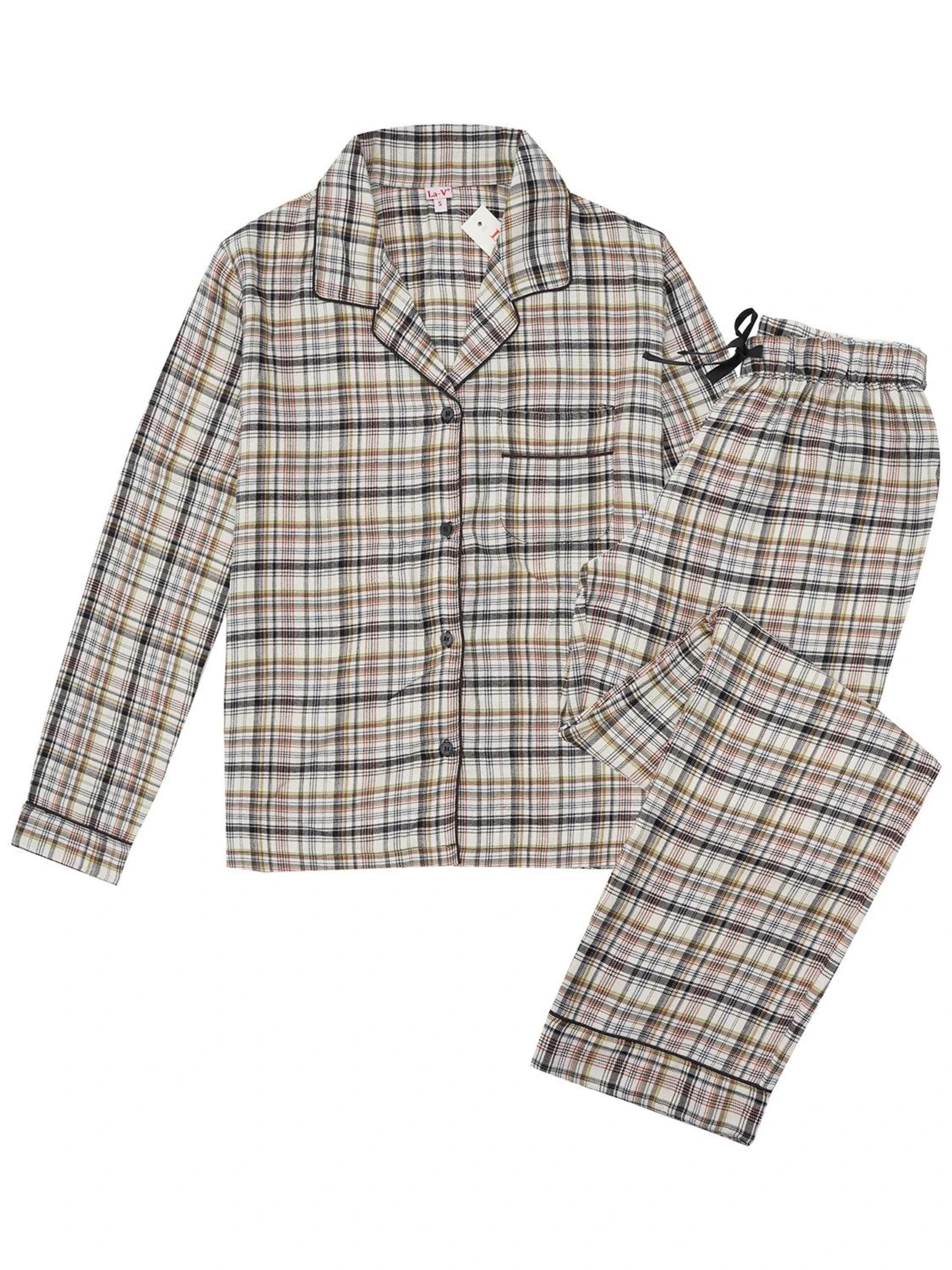 La V Pajama in Beige: front