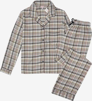 La V Pajama in Beige: front