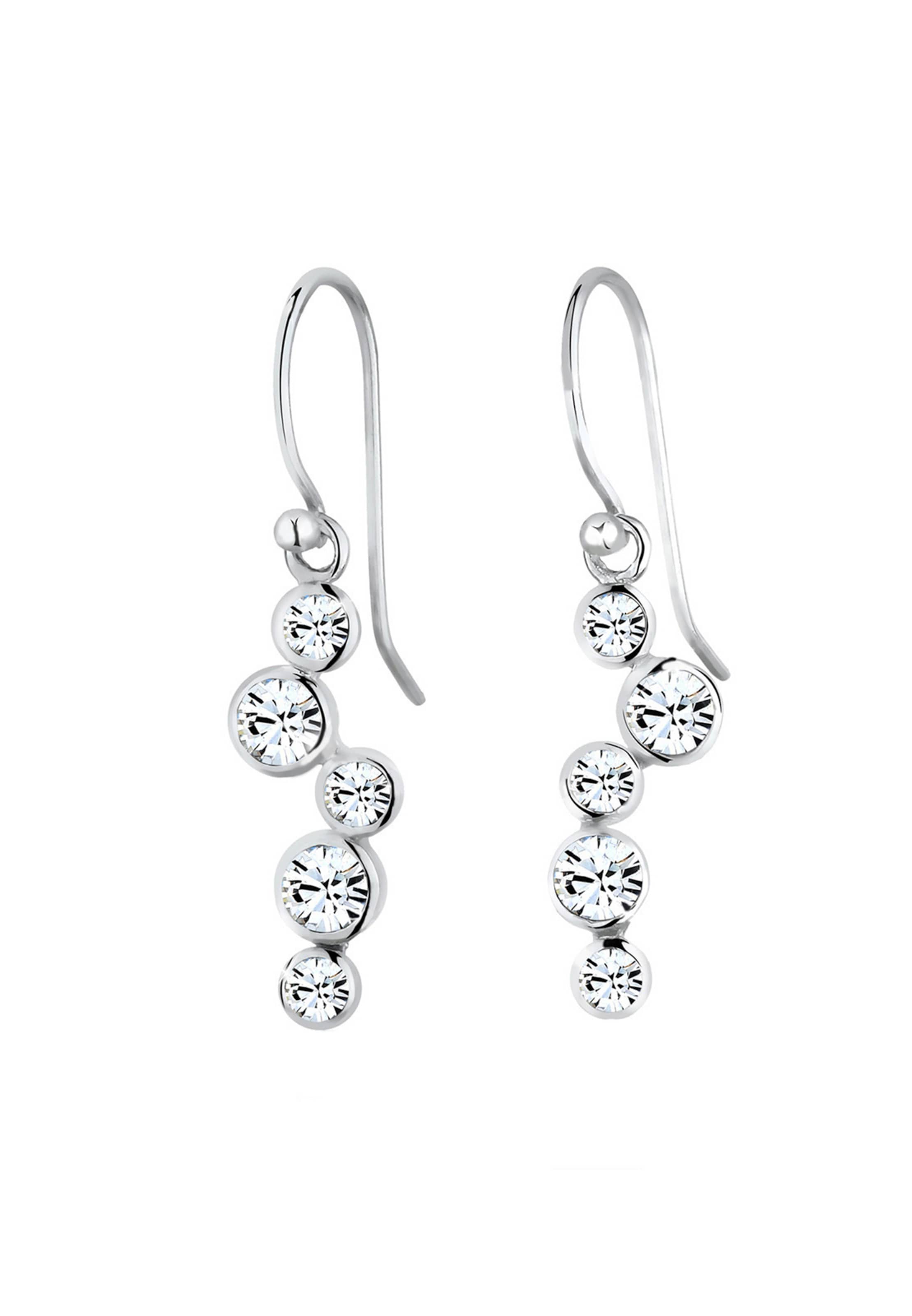 ELLI Earrings 'Rund Kristall' in Silver: front