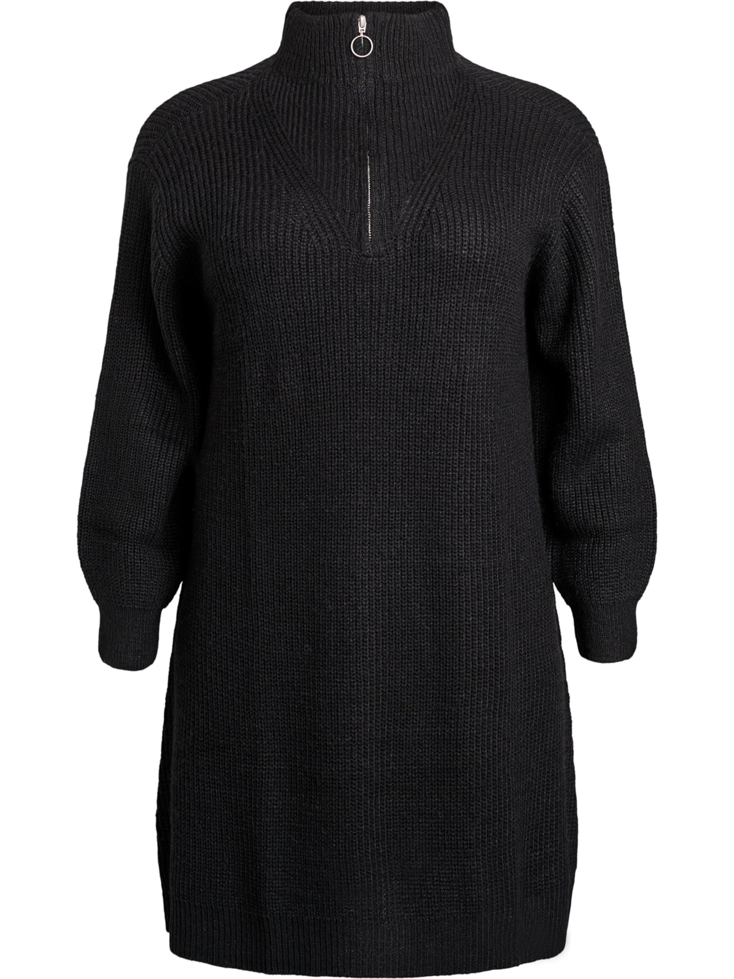 Flash by Zizzi Strikkjole 'Fllora' i sort: forside