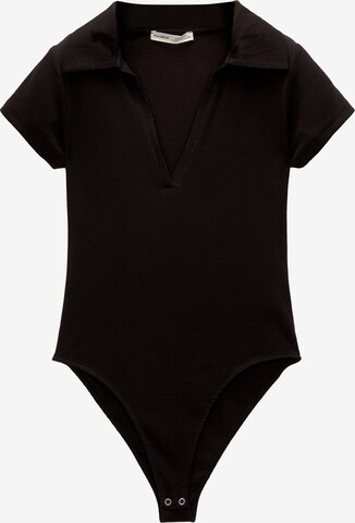 Pull&Bear Shirt body in Zwart: voorkant