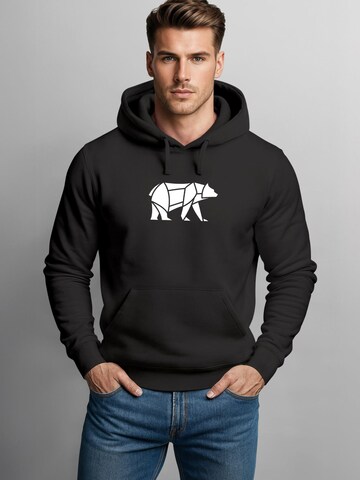 Neverless Sweatshirt 'Bär Lineart Polygon' in Black