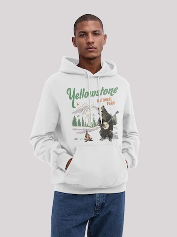 Sweat-shirt 'US National Parks Yellowstone Bear Playing Banjo' F4NT4STIC en blanc : devant