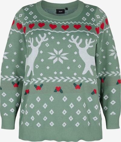 Zizzi Sweater 'MCHRISTMAS' in Green / Red / White, Item view