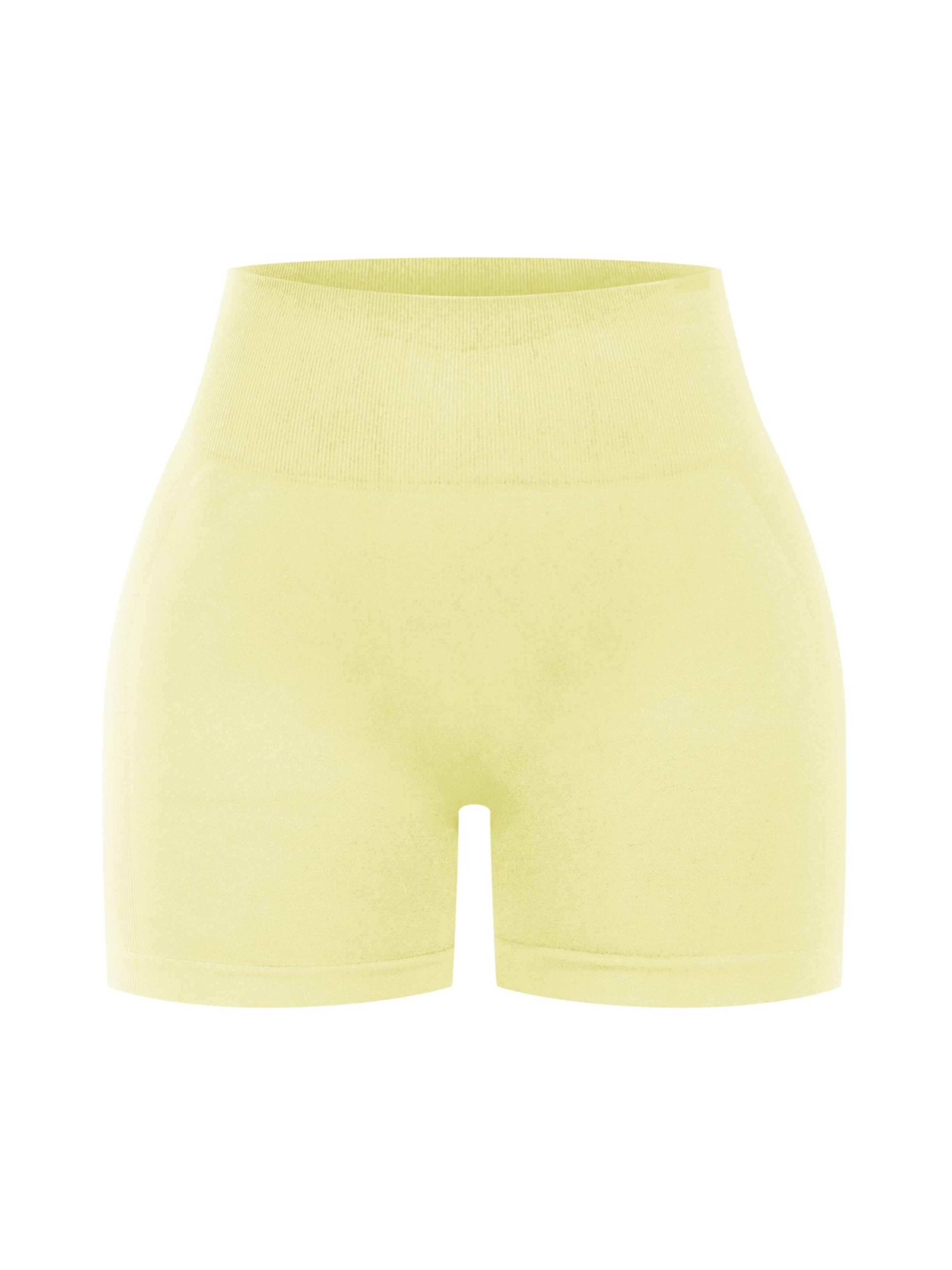 Smilodox Cetrina Seamless Scrunch Shorts in Gelb: Vorderseite