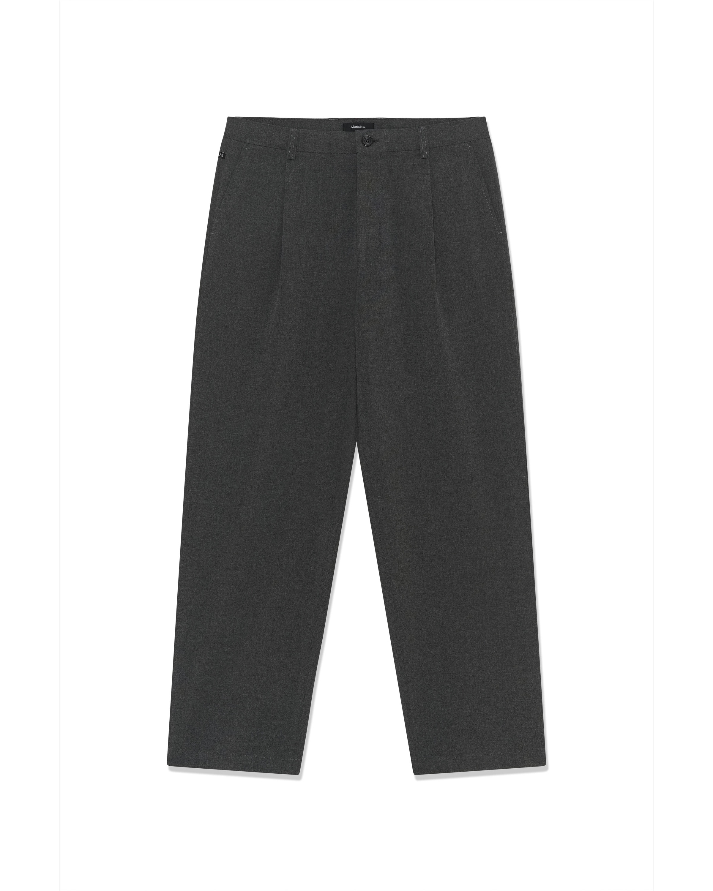 Matinique Loosefit Bandplooibroek 'MAChino' in Grijs: voorkant