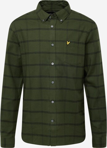 Coupe slim Chemise 'Windowpane' Lyle & Scott en vert : devant