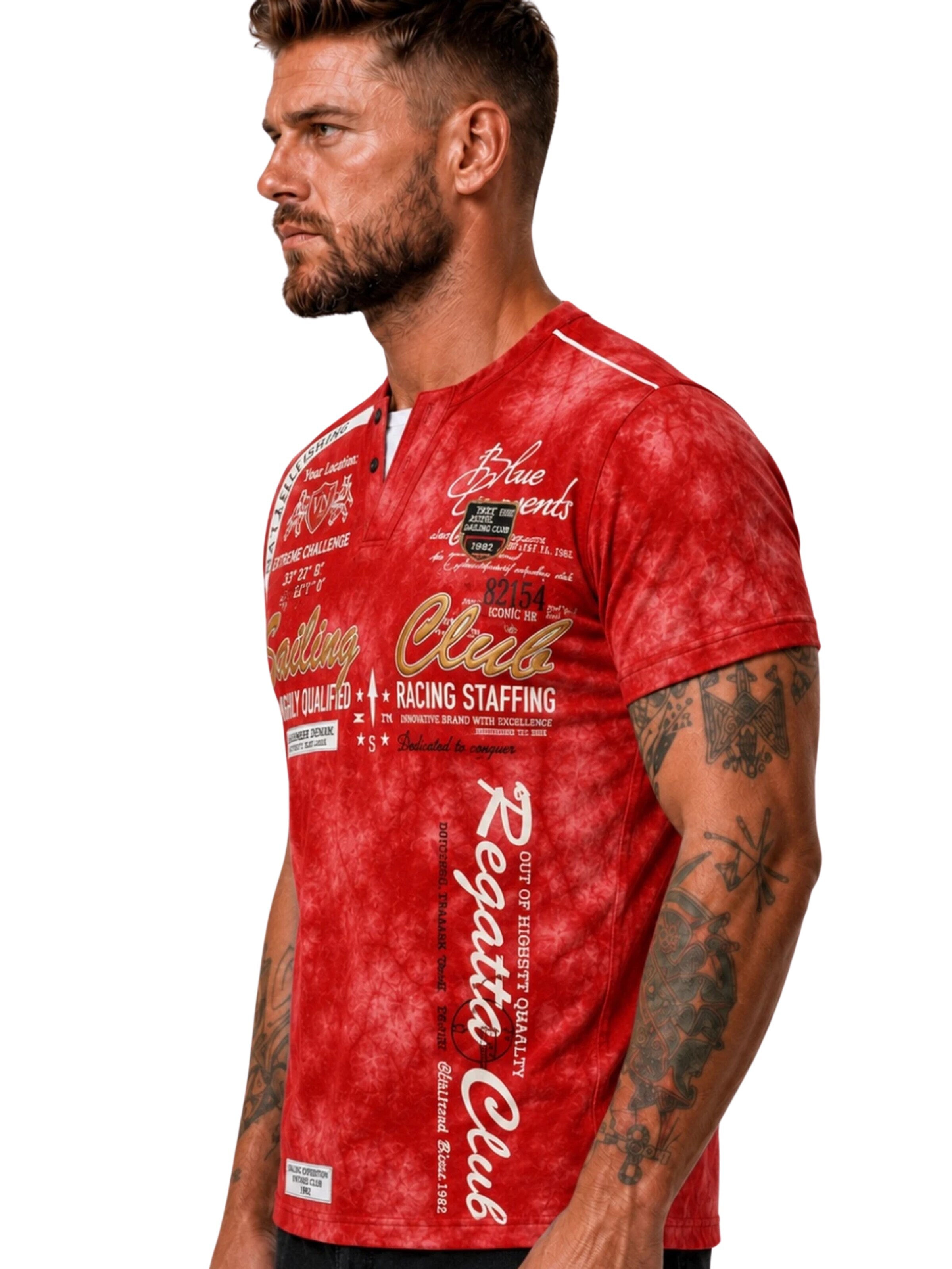 L.Gonline Shirt 'Sailing Batik'‌‌‌‌ in Rot