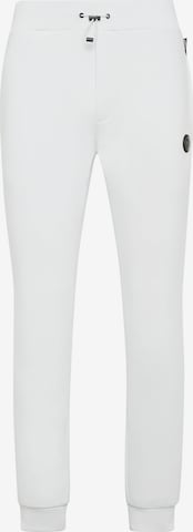 Plein Sport Tapered Trousers in White: front