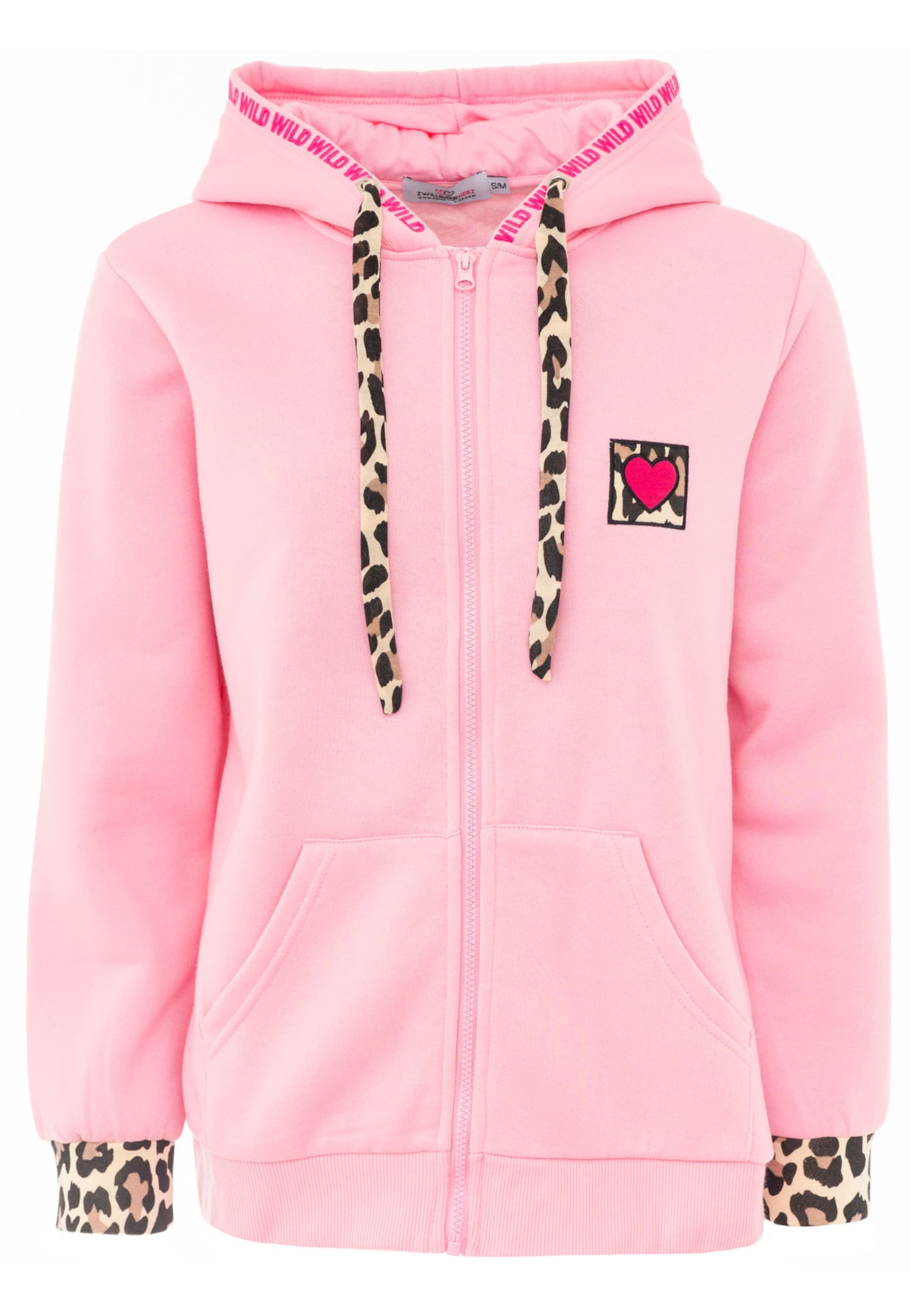 Zwillingsherz Sports sweat jacket in Pink: front