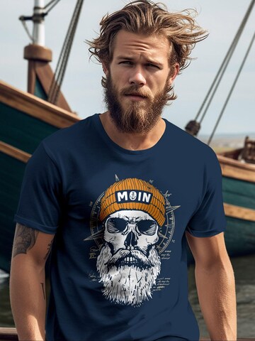 Neverless Shirt 'Skull Moin' in Blue